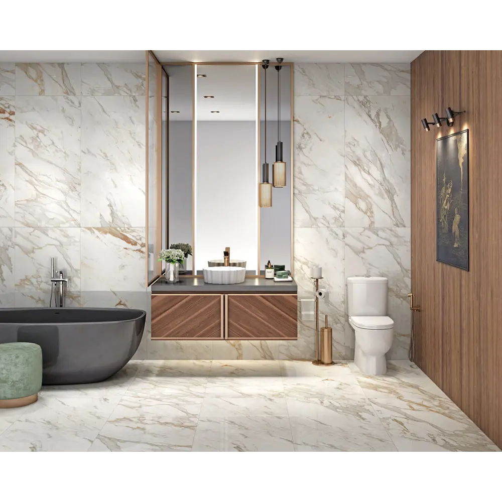Керамогранит Arcadia Ceramica Calacatta Oro 60x120 см 1.44 м² глянцевый цвет белый STLM-2013416 - Вид №5
