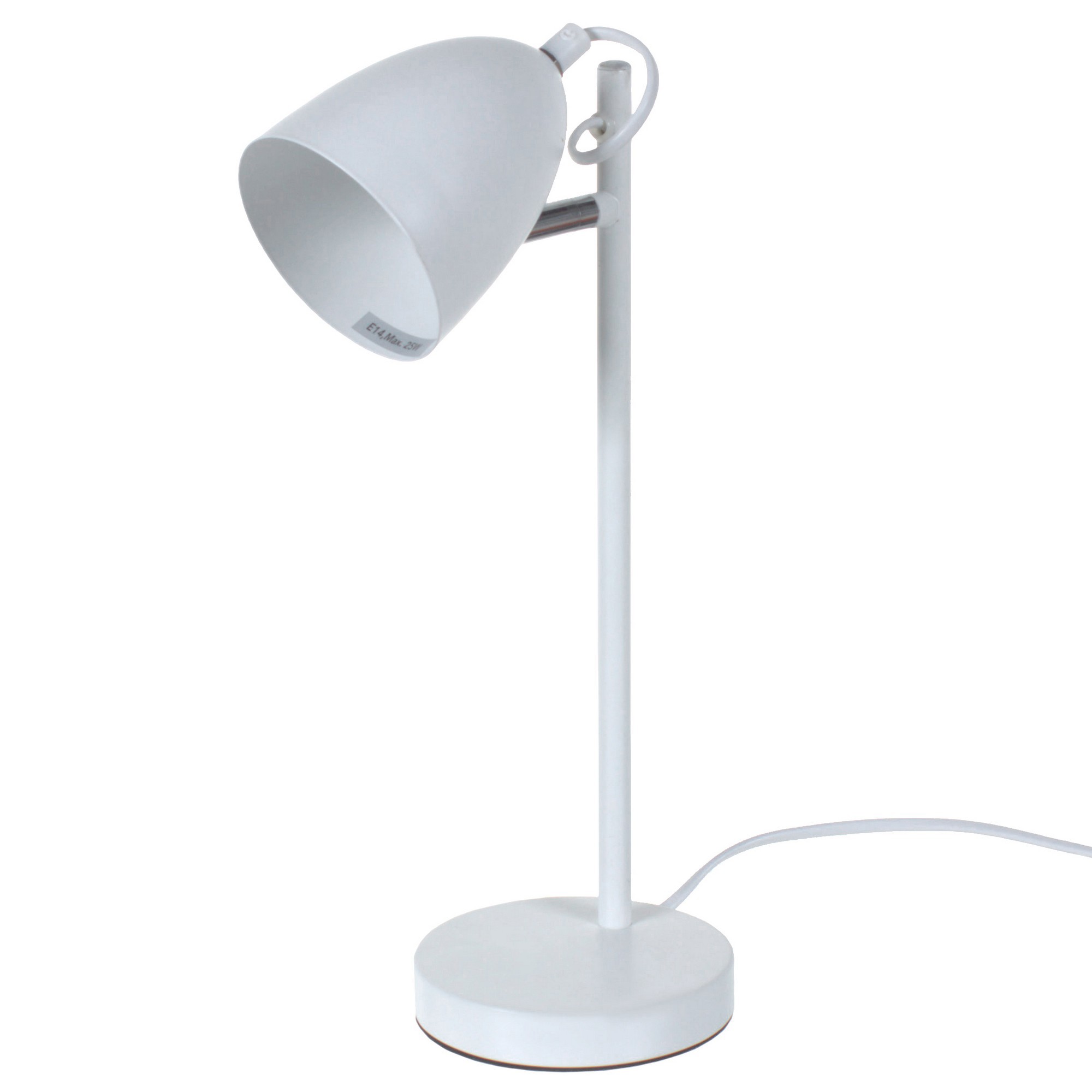 18580429 Настольная лампа Lille 1 лампа E14x25 Вт, металл, цвет белый STLM-0011496 INSPIRE