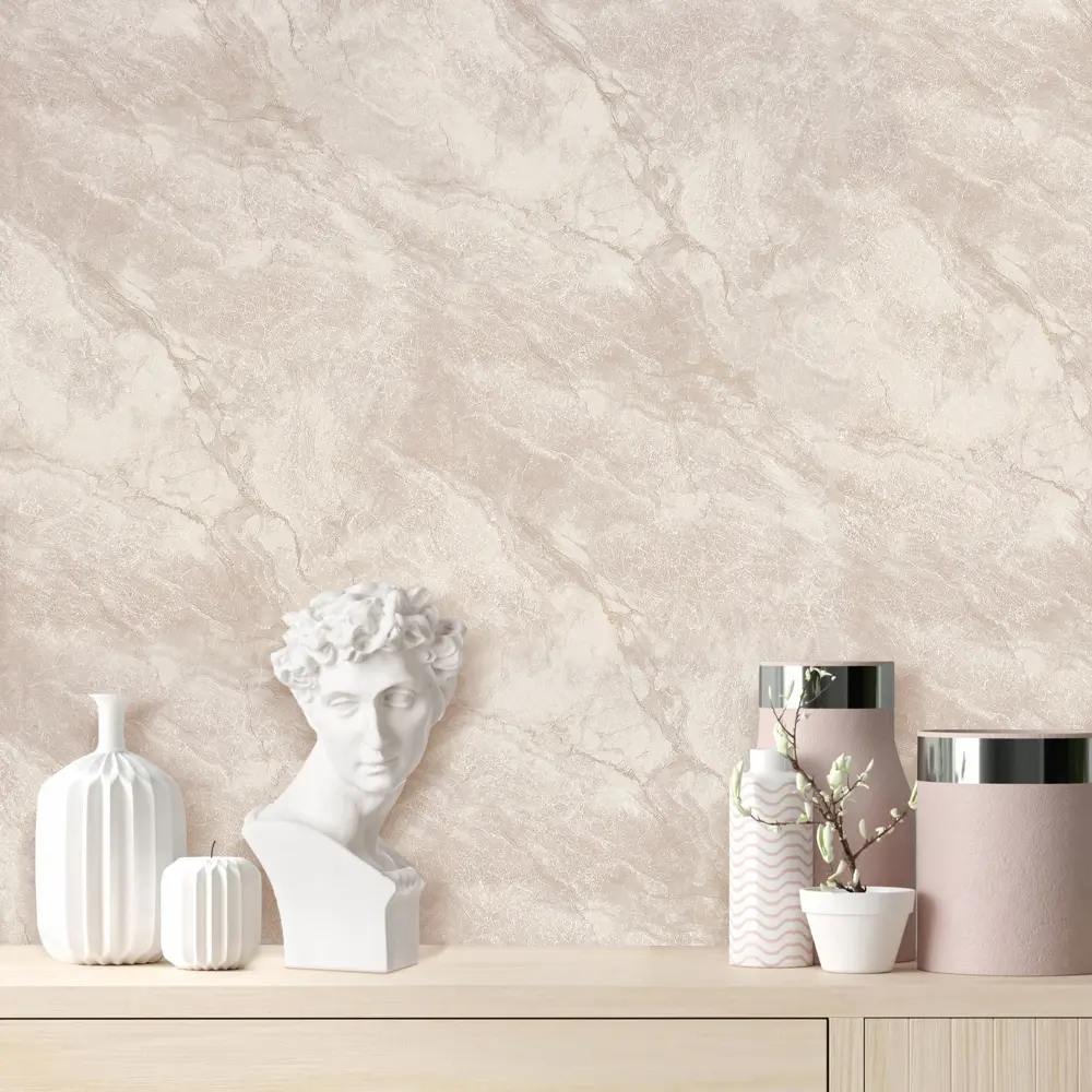 Обои флизелиновые Belvinil Агат бежевые с абстрактным рисунком 1.06 м 89423440 STLM-1573461 - Вид №5