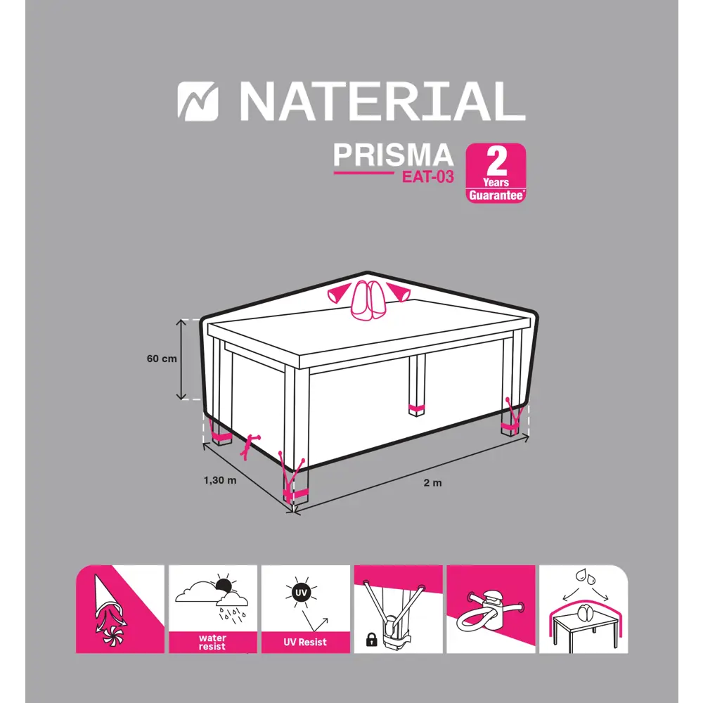 Защитный чехол для стола Naterial 200x80x130 см полиэстер светло-серый STLM-2048592 - Вид №9