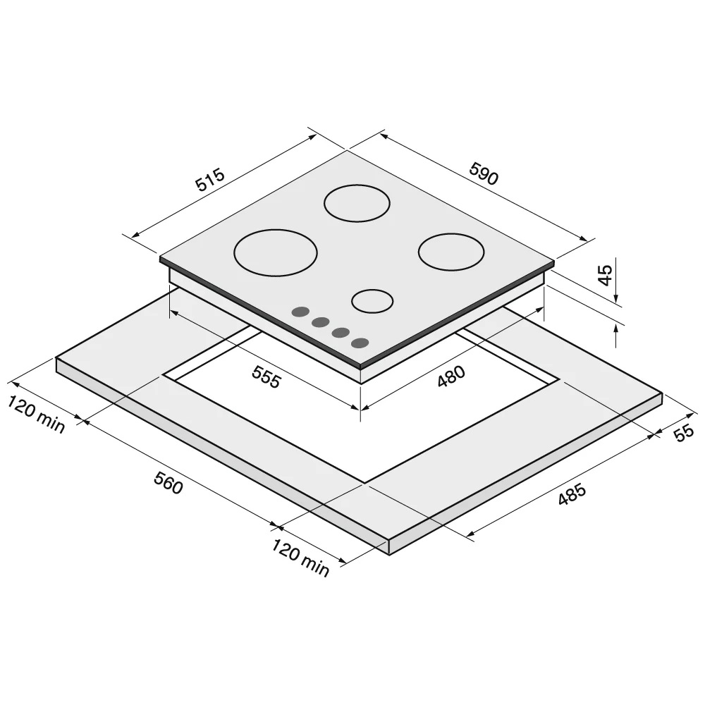 9039376 Газовая варочная поверхность KRONA HAGEL 60 WH W KRONA1 STDN-0125315 - Вид №11