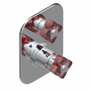 U6C-5300BE Ручки регулировки для термостата THG с вентилем арт.5300AE Thg-paris Pétale de Cristal, красный хрусталь Хром