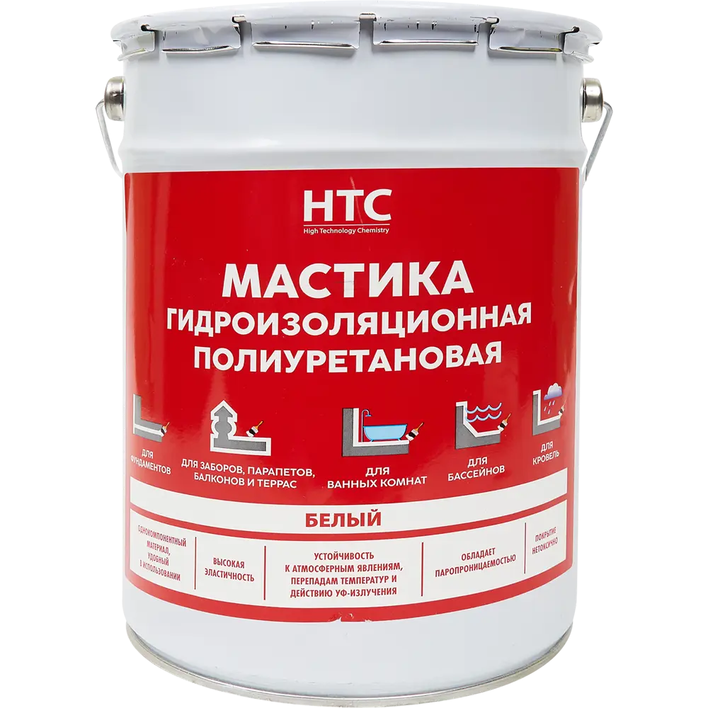 84783423 Мастика гидроизоляционная полиуретановая HTC 6 кг цвет белый STLM-0055075