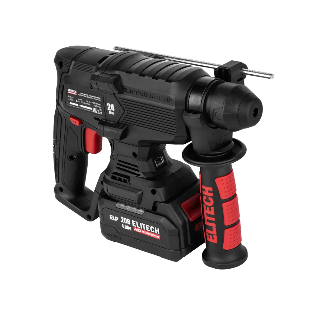 Перфоратор аккумуляторный бесщеточный SDS-plus Elitech HD CRH2024BL, 20 В Li-Ion 4 Ач, 2.5 Дж STLM-2108787 - Вид №6
