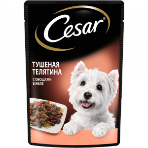 ПР0053686*28 Корм для собак Тушеная телятина с овощами пауч 85г (упаковка - 28 шт) Cesar