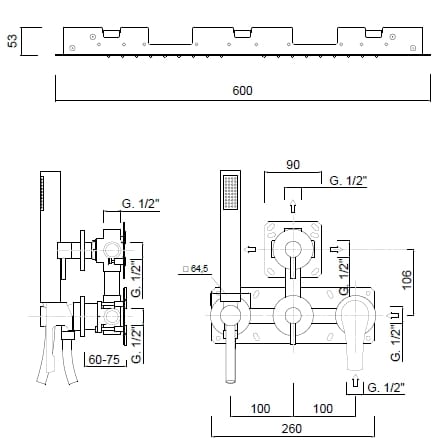 Набор для душа с душем Rubinetteria Giulini Ego ARCH-00036038 - Вид №2