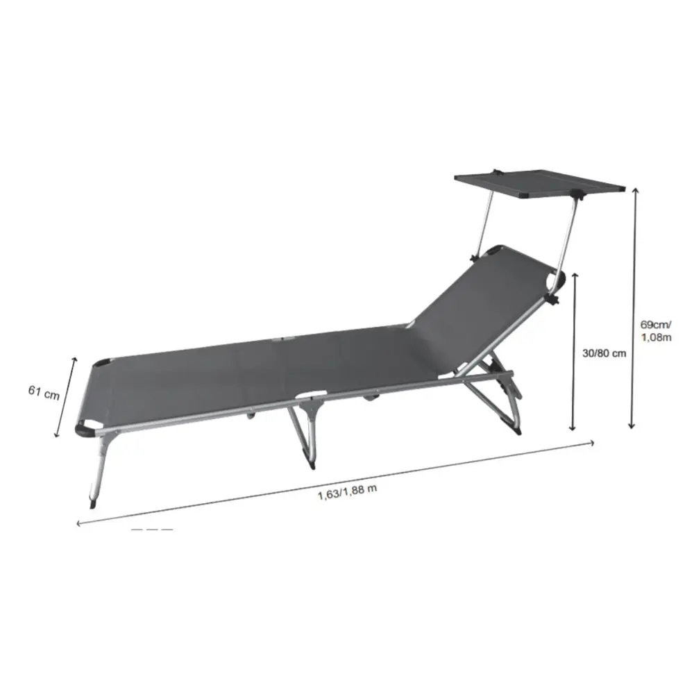 Шезлонг складной Azur 188x61x30 см алюминий/текстилен цвет серый Santreyd STLM-2042039 - Вид №14