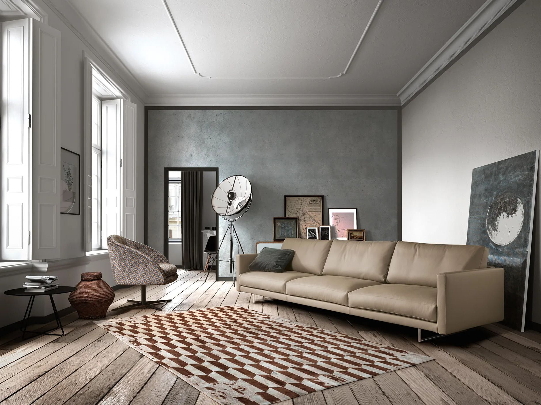 Кожаный линейный диван VALENTINI Slim New ARCH-00072686 - Вид №2