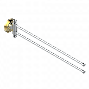 G2J-522 Полотенцедержатель двойной - 2 подвижные рейки - Д: 400 мм, диаметр : 16 мм Thg-paris Faubourg - белый фарфор - с рукоятками Хром/золото