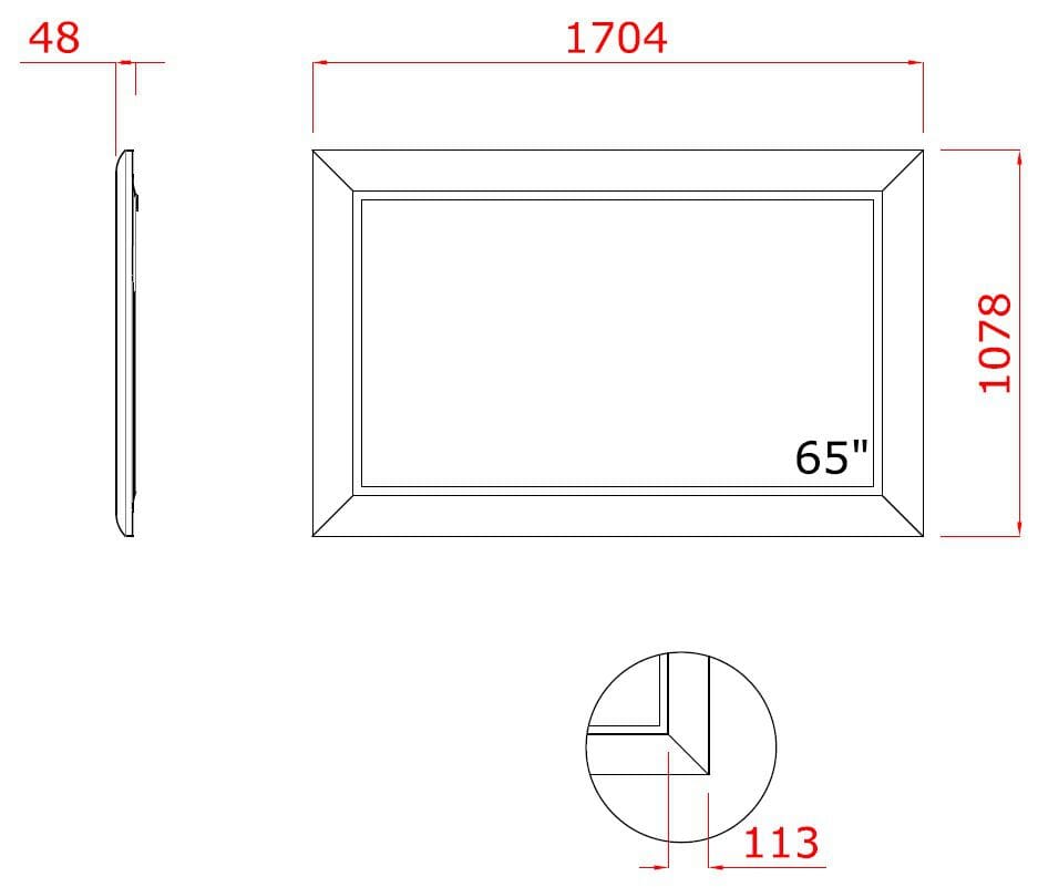 Прямоугольное настенное зеркало со встроенным отсеком для телевизора NEOD Venus ARCH-00047954 - Вид №11