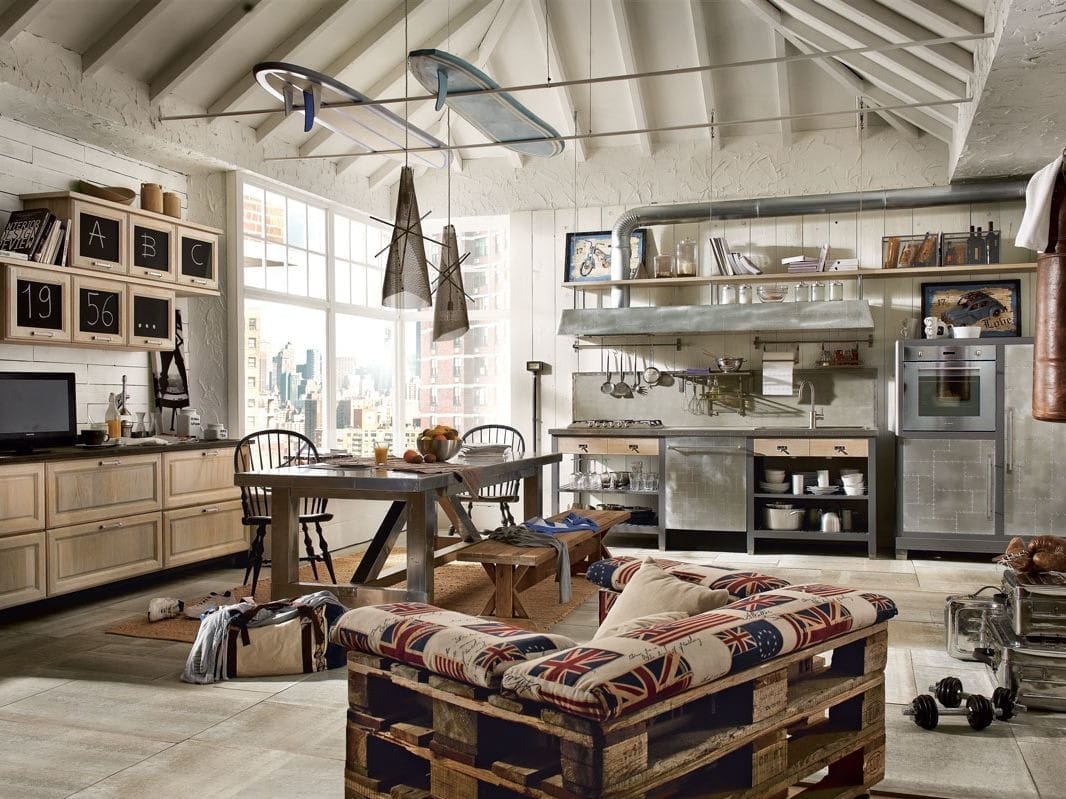 Секционная кухня из нержавеющей стали и дерева Marchi Cucine Vintage Style ARCH-00108156 - Вид №4