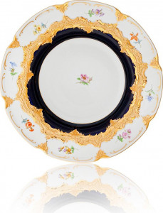 73302 Meissen Тарелка суповая 24см "Форма - Б" (россыпь цветов, кобальт) Фарфор