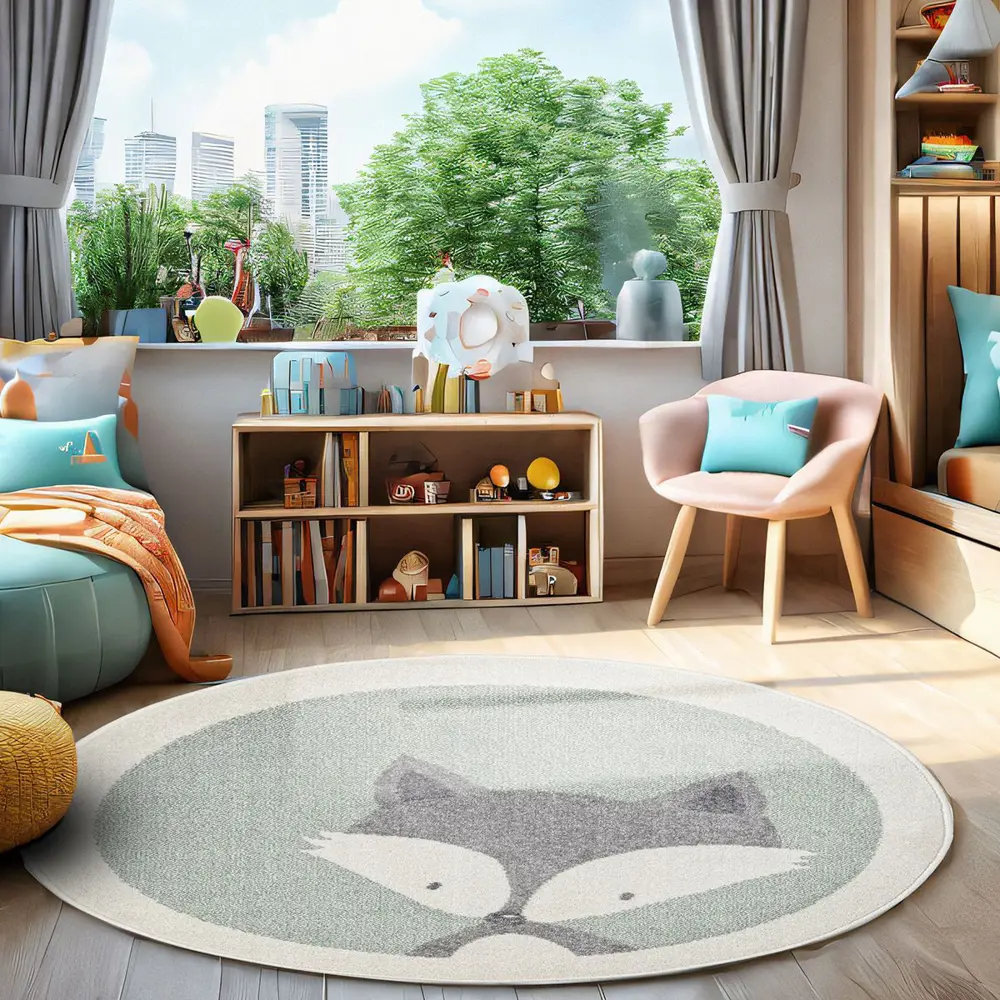 Santreyd Ковер Призма круглый зеленый с ворсом фризе 89376443 STLM-1460807