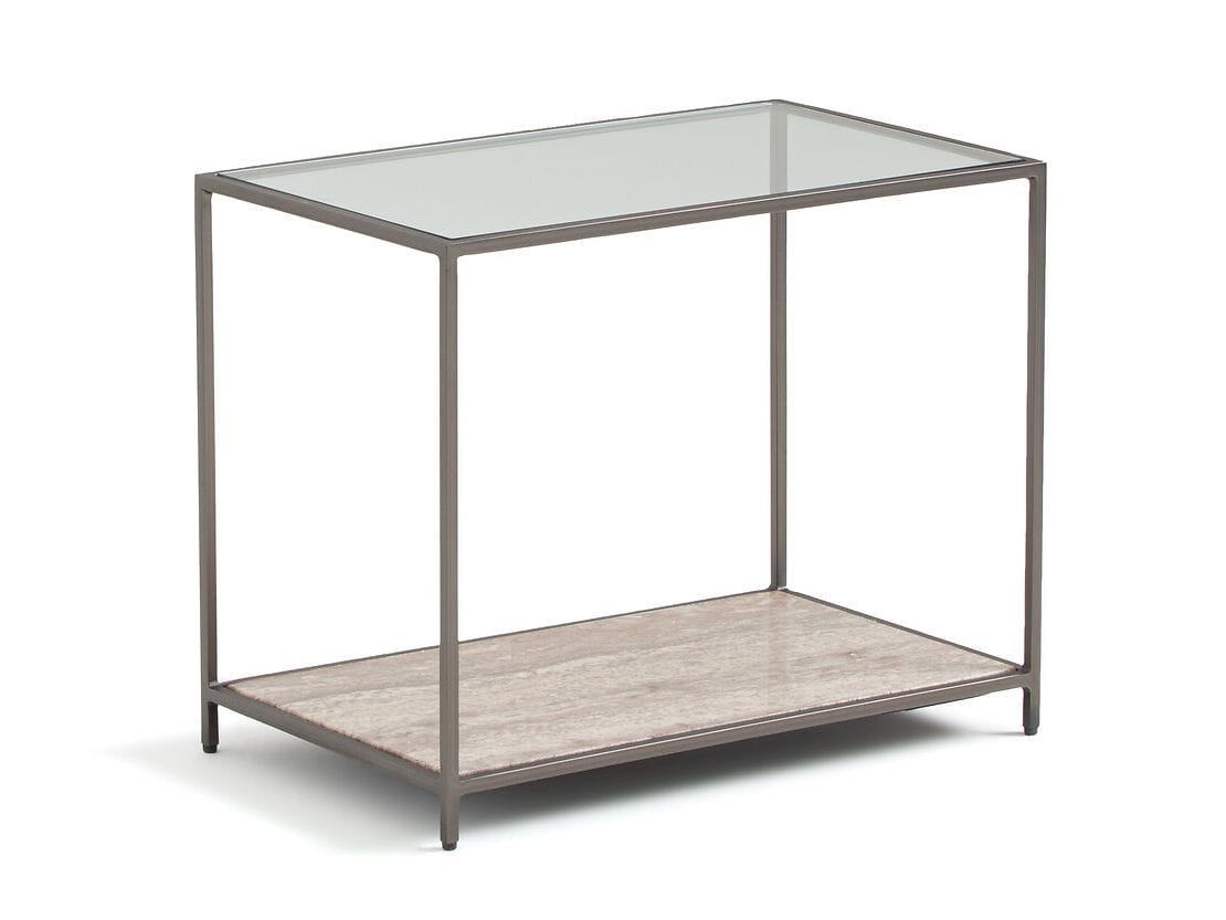 Прямоугольный журнальный столик из закаленного стекла и травертина AMPM BUREN ARCH-00103589