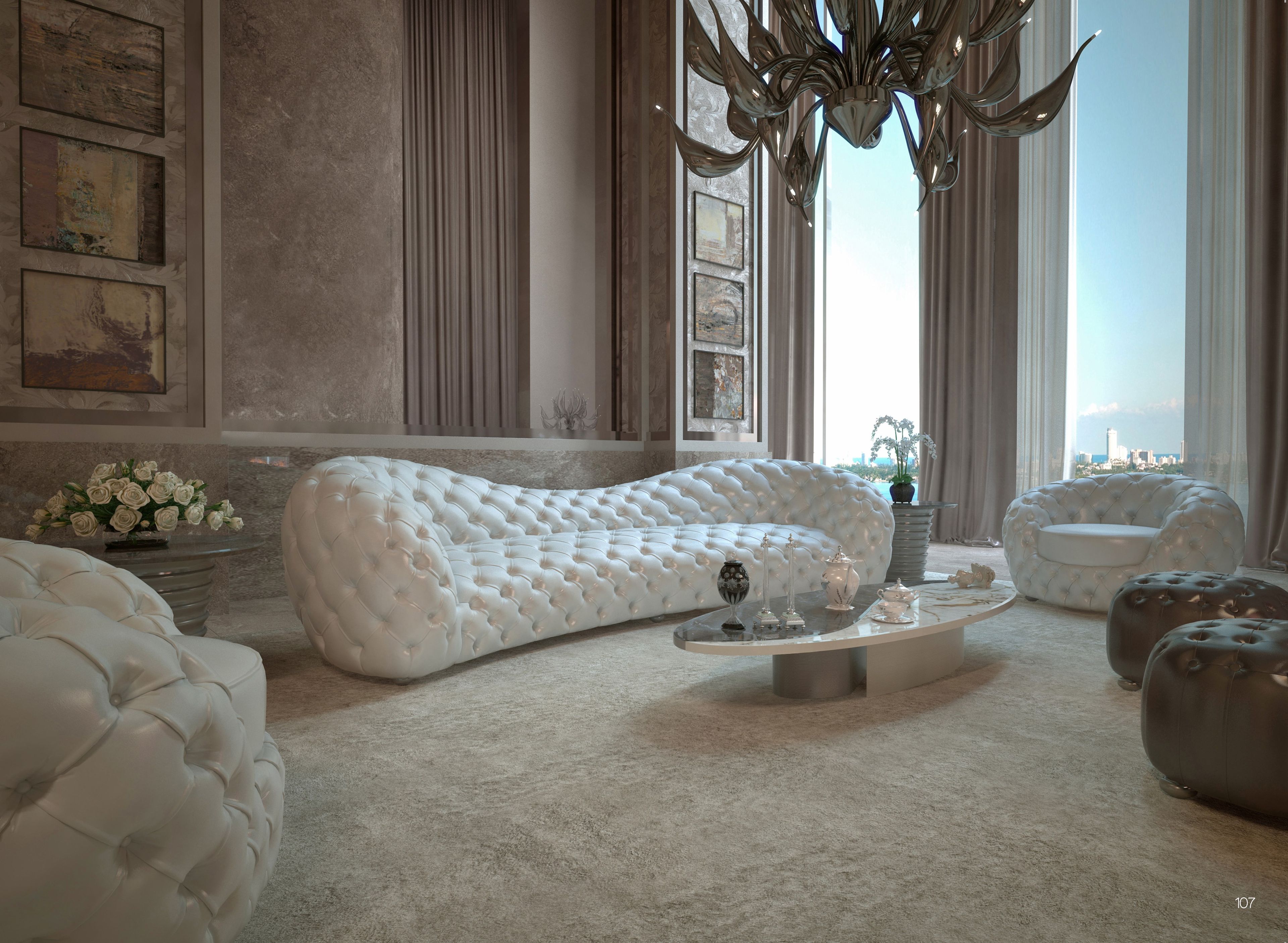 Изогнутый кожаный диван capitonné Mantellassi 1926 Nuvola ARCH-00111545 - Вид №5