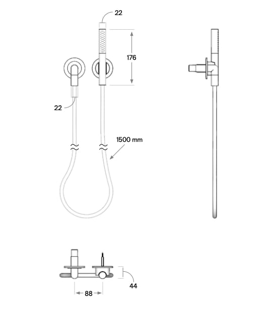 Термостатический набор для душа из нержавеющей стали с душем COCOON John Pawson ARCH-00039587 - Вид №10