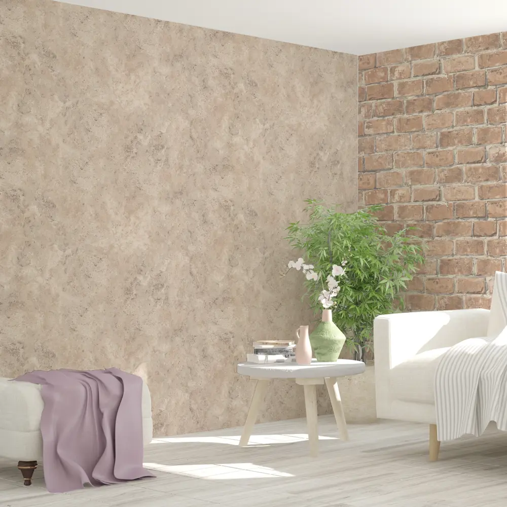 Обои флизелиновые Inspire Rock коричневые 1.06 м Cream 5 STLM-2102558 - Вид №3