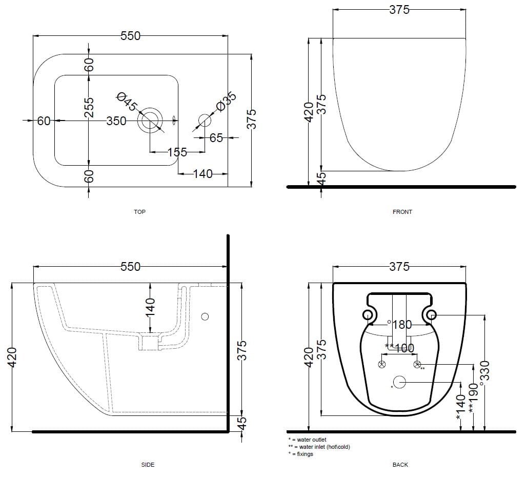 Керамическое подвесное биде Ceramica Cielo SHUI Comfort ARCH-00002852 - Вид №3