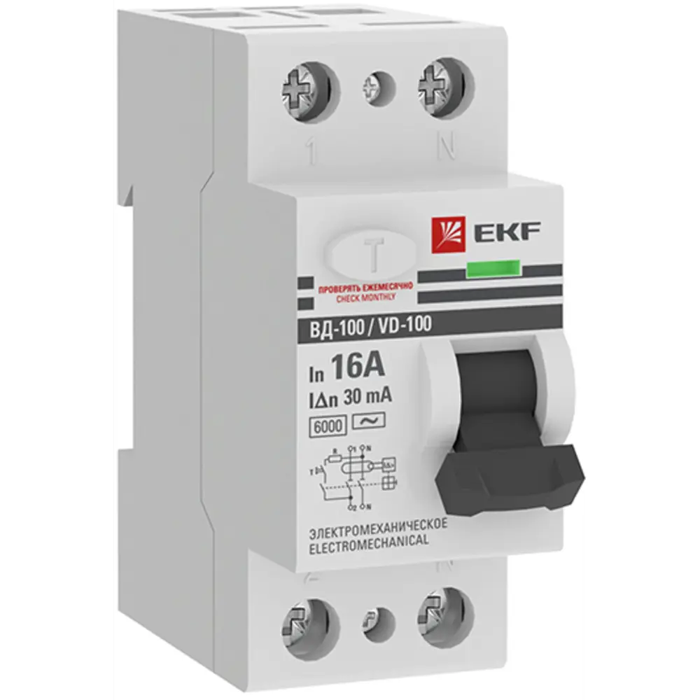 УЗО EKF PROxima ВД-100 2P 16 A 30 мА 6 кА AC STLM-2030459