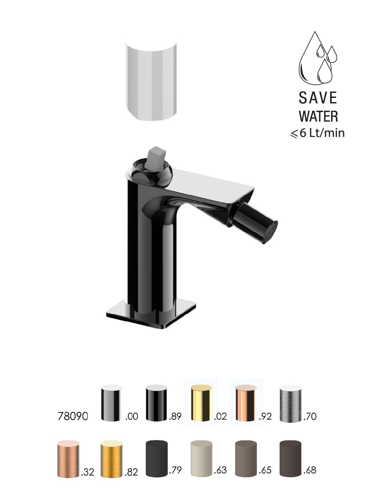 Однорычажный смеситель для биде с ограничителем расхода Rubinetterie Frattini Narciso S ARCH-00114022 - Вид №13