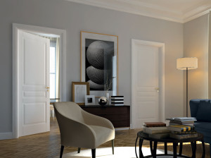 Классический стиль лакированная распашная дверь