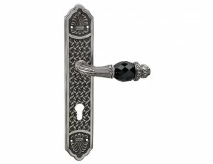 0A3141.N85.12 Дверные ручки с черными кристаллами swarovski и евро 85 мм Золото 24К с черной патиной