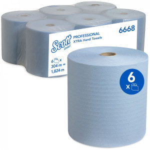 6668 Kimberly Clark Полотенца бумажные в рулоне Kimberly Clark Scott Xtra 6668 1-слойные 6 рулонов по 304 метра
