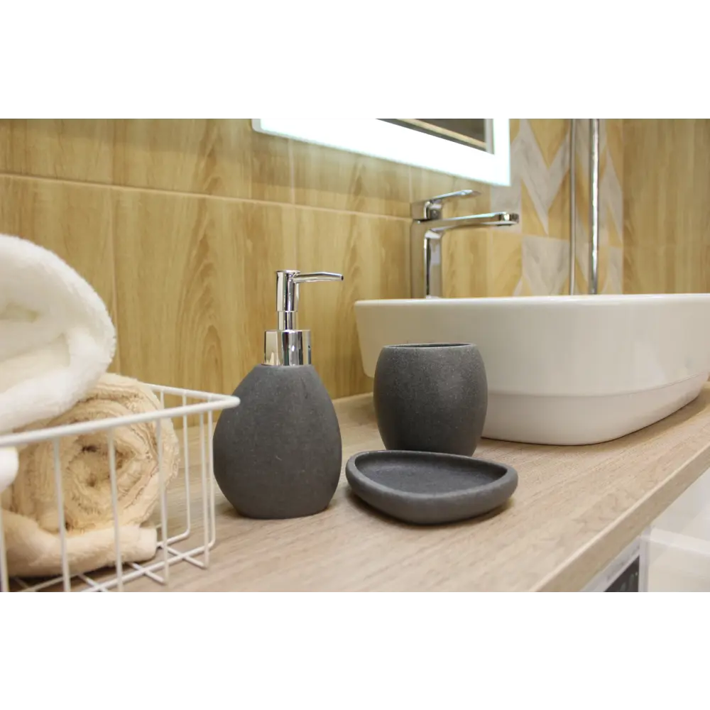 Мыльница Raindrops Чёрный камень полирезина Черный камень STLM-2082901 - Вид №1