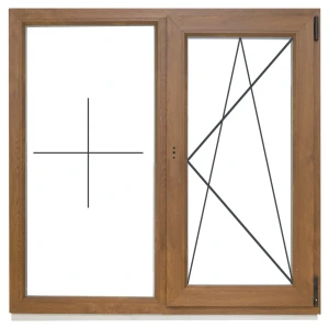 Окно пластиковое ПВХ Deceuninck двустворчатое 1200x1000 мм (ВxШ) однокамерный стеклопакет золотистый дуб/золотистый дуб