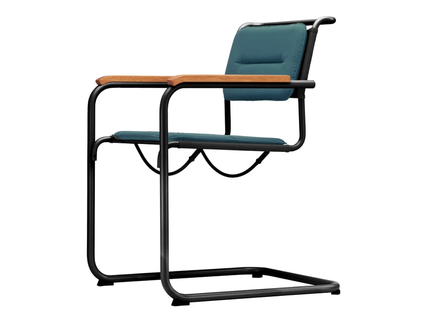 Тканевый консольный садовый стул с подлокотниками THONET S 33 ARCH-00005996