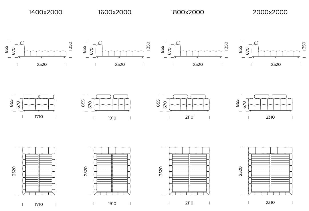 Двуспальная мягкая кровать из ткани Nobonobo Lanube ARCH-00126739 - Вид №4
