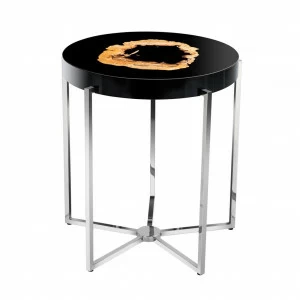 Приставной столик круглый черный Pompidou от Eichholtz EICHHOLTZ  242526 Хром;черный