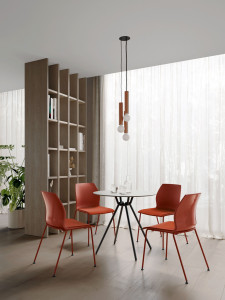 Круглый стальной стол с верхней частью HPL