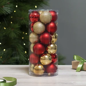 Набор ёлочных шаров KREAFORTA красный с блёстками 24 шт. ø6 см 89420560