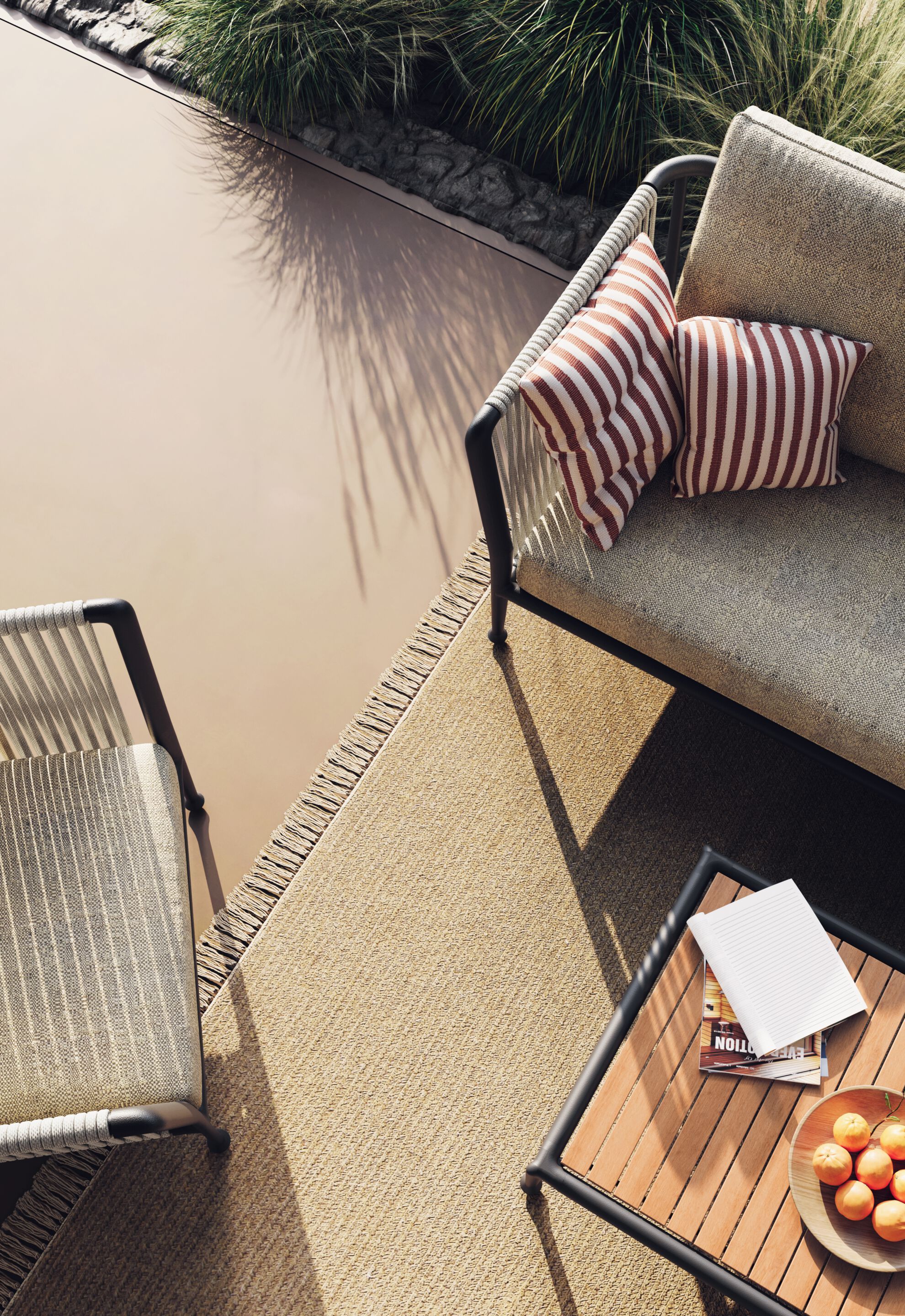 Алюминиевый и ТИК прямоугольный низкий журнальный столик Unopiù Treble ARCH-00097840 - Вид №2