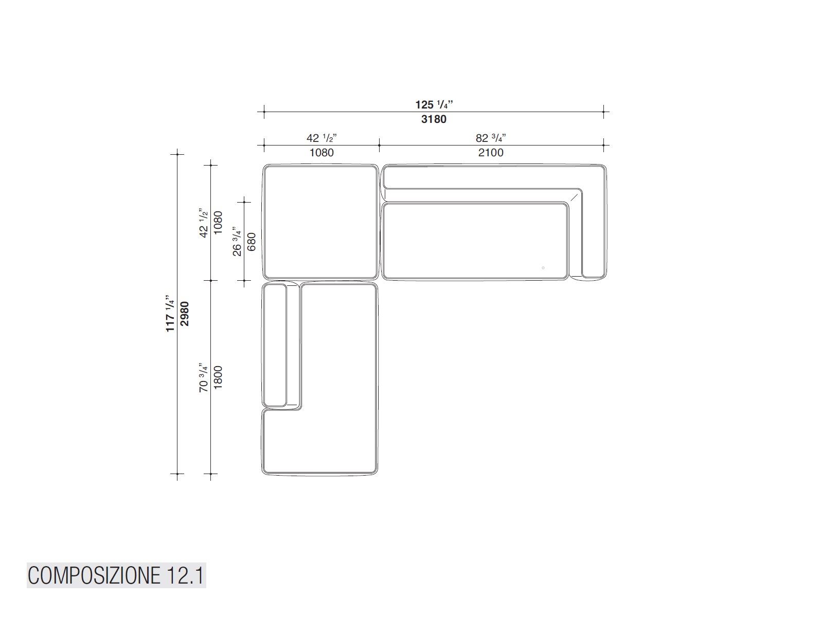 Секционный диван из ткани Lema CLOUD ARCH-00034290 - Вид №30