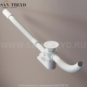 Agape  Сифон с нажимным клапаном с белой крышкой для ванн и соединением с переливным отверстием MET0433WUZ