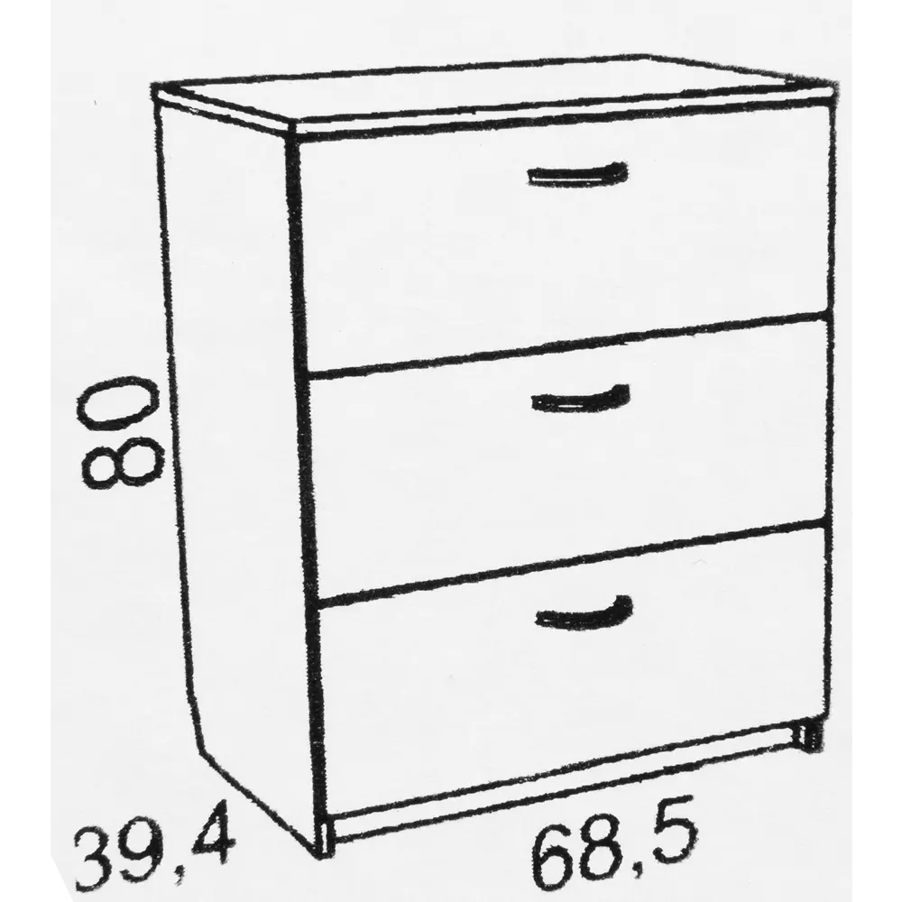 Комод 3 ящика 68.5x80x39.4 см ЛДСП цвет гикори джексон 82431234 STLM-2194961 Santreyd  - Вид №8