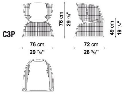 Садовое кресло с плетением из полиэтилена или абаки B&B Italia Outdoor кринолин ARCH-00060645 - Вид №8