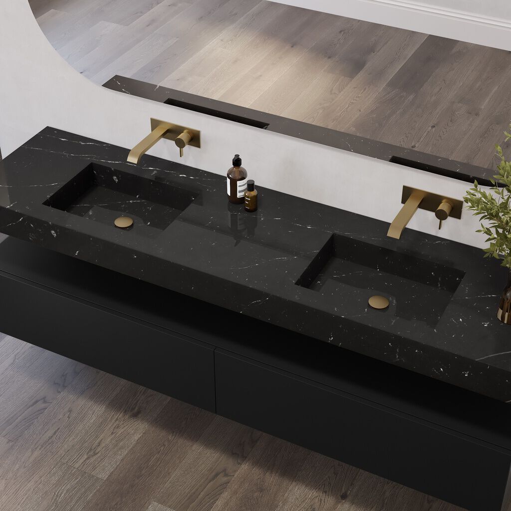 Двойная подвесная раковина Corian® с столешницей RILUXA ANDROMEDA SLIM MARBLE ARCH-00081700 - Вид №1