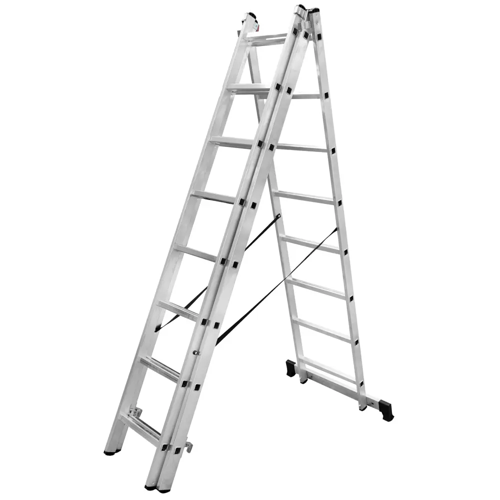 Лестница раскладная выдвижная 3-секционная Standers до 4.75 м 8 ступеней STLM-2128620
