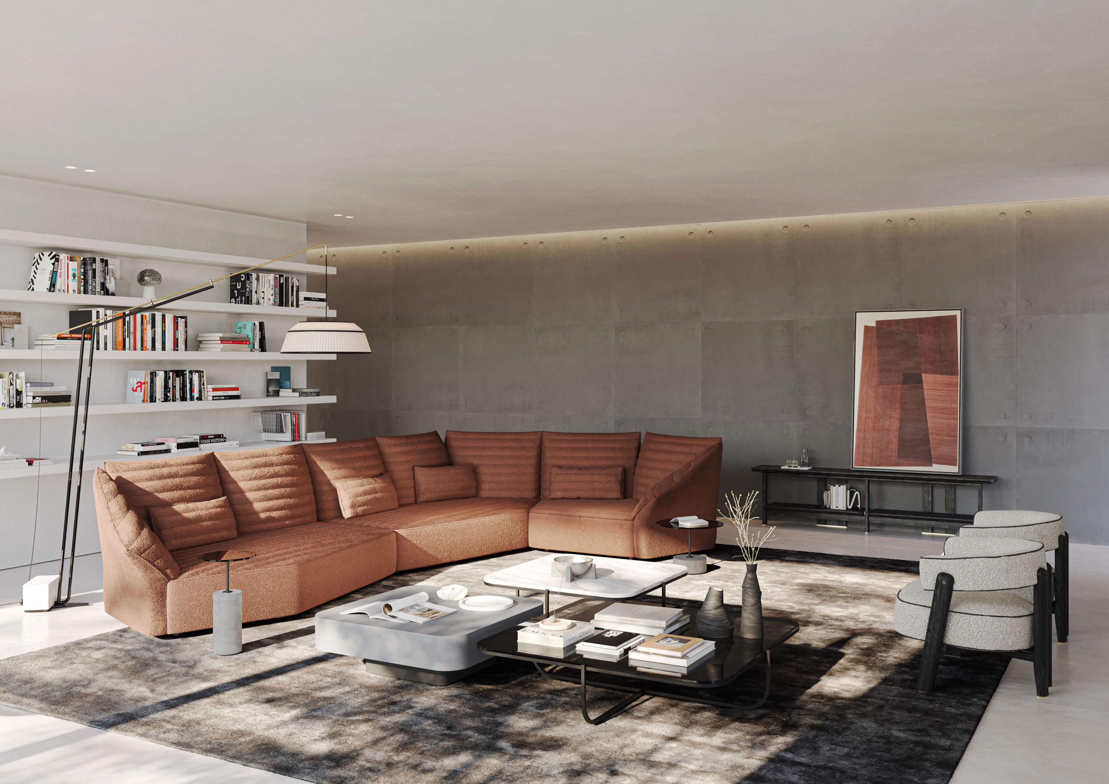 Секционный диван из кожи или ткани Vibieffe 35 WAVES ARCH-00145103 - Вид №1