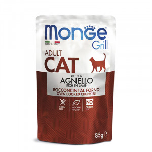 ПР0049525 Корм для кошек Cat Grill Pouch новозеландский ягненок пауч 85г Monge