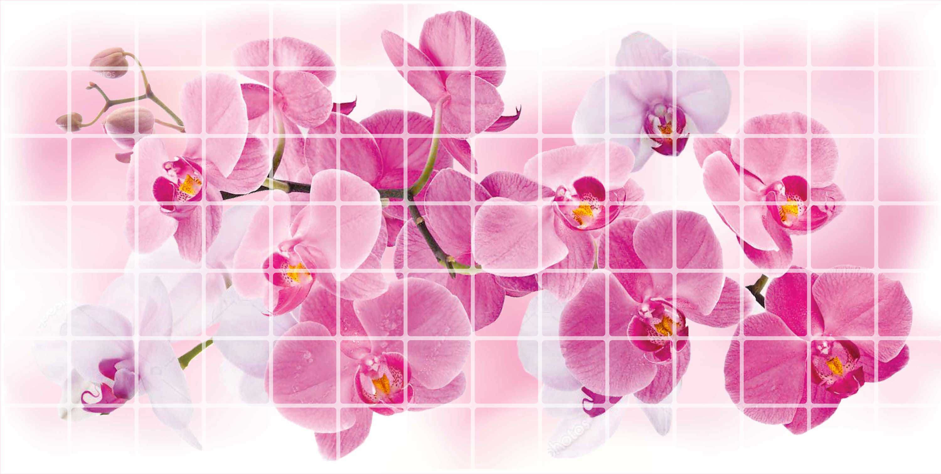 90254736 Комплект панелей ПВХ Мозаика орхидея розея 955х480мм 0.46м² 4шт STLM-0151821 GRACE