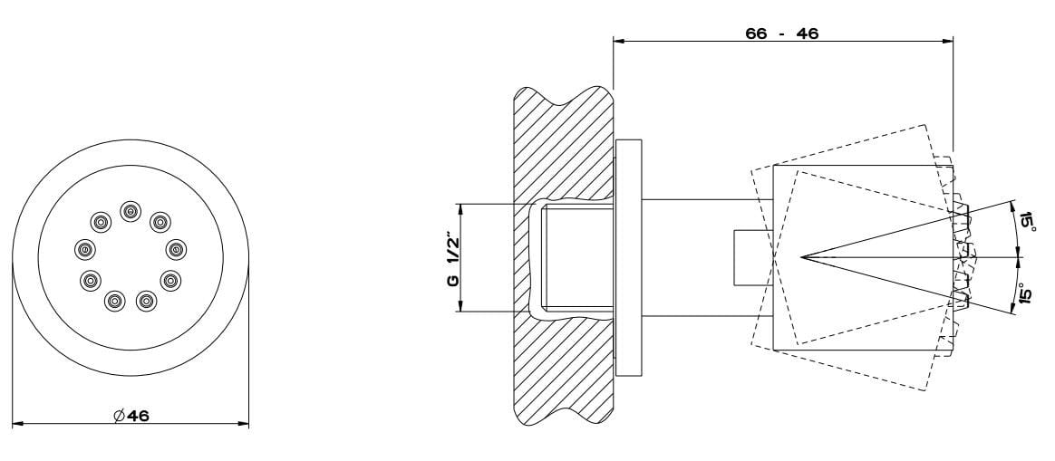 Регулируемая боковая душевая головка из хромированной латуни с системой защиты от накипи Gessi гравированный ARCH-00112255 - Вид №3