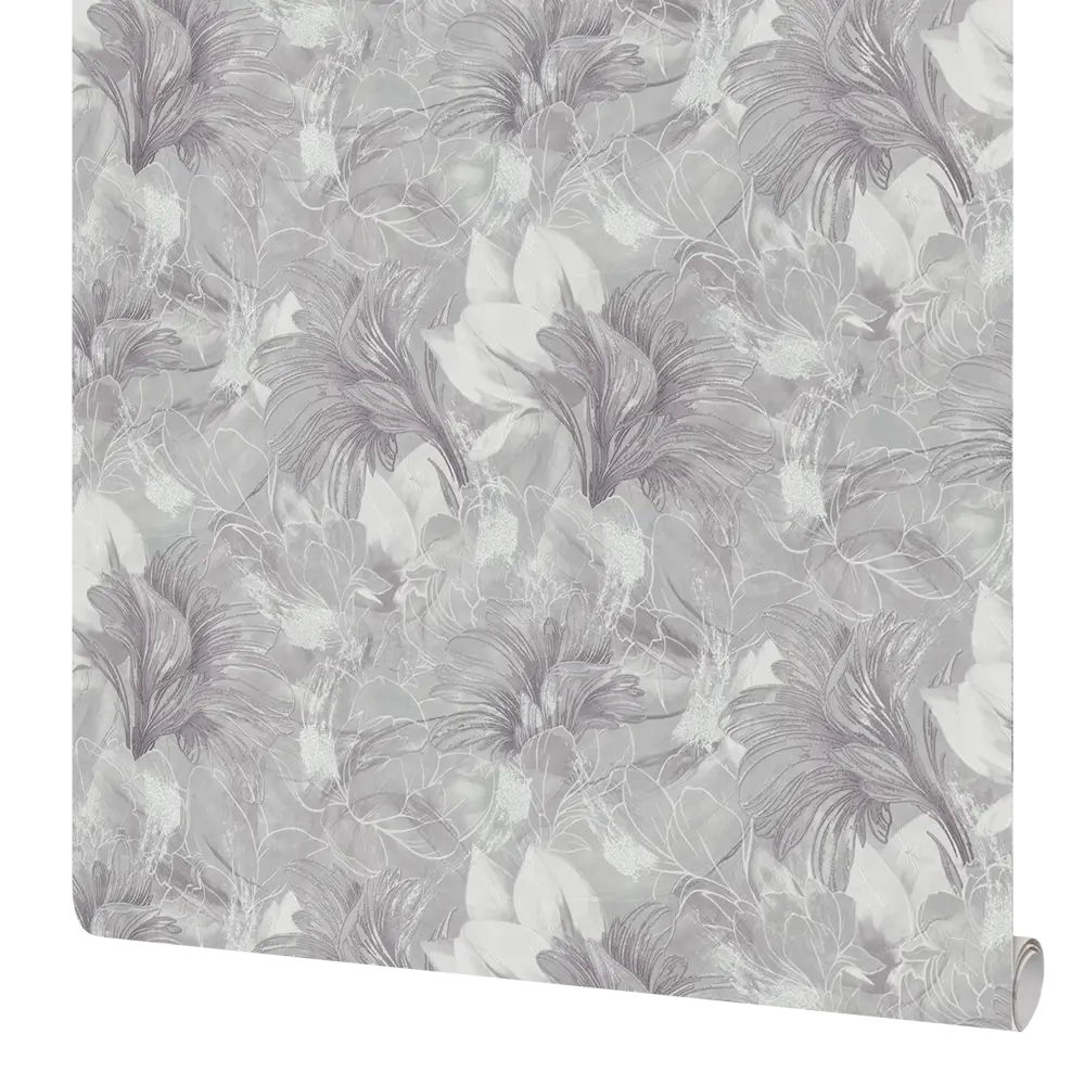 Московская обойная фабрика Ривьера: флизелиновые обои графитового оттенка с растительным орнаментом 89390786 STLM-1571298