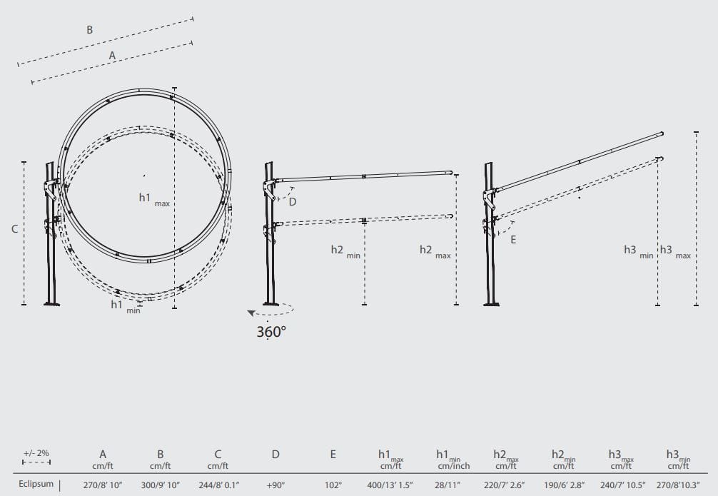 Регулируемый зонт с боковым полюсом Umbrosa ECLIPSUM KR ARCH-00093732 - Вид №2