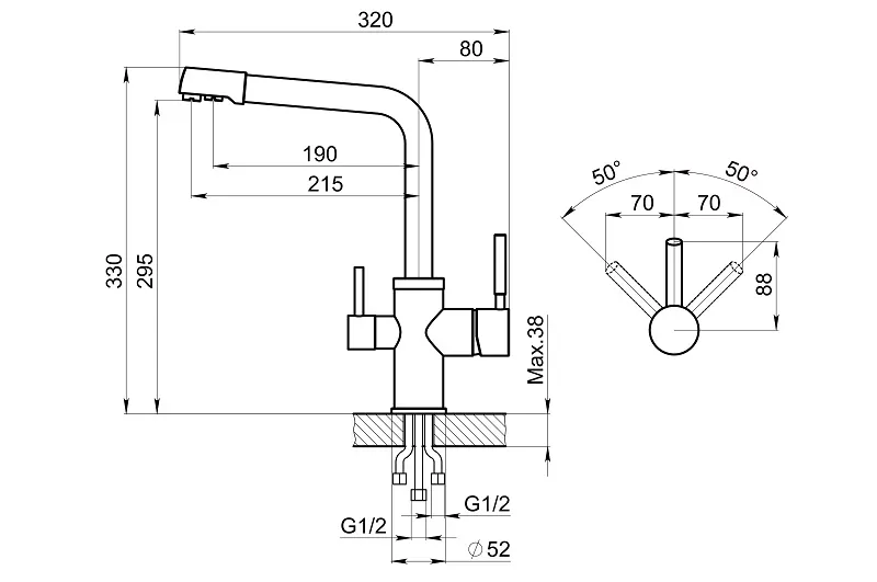 2015, ШВАРЦ (чёрный металлик), СМЕСИТЕЛЬ КУХОННЫЙ GRANULA 2015-ST130 - Вид №2