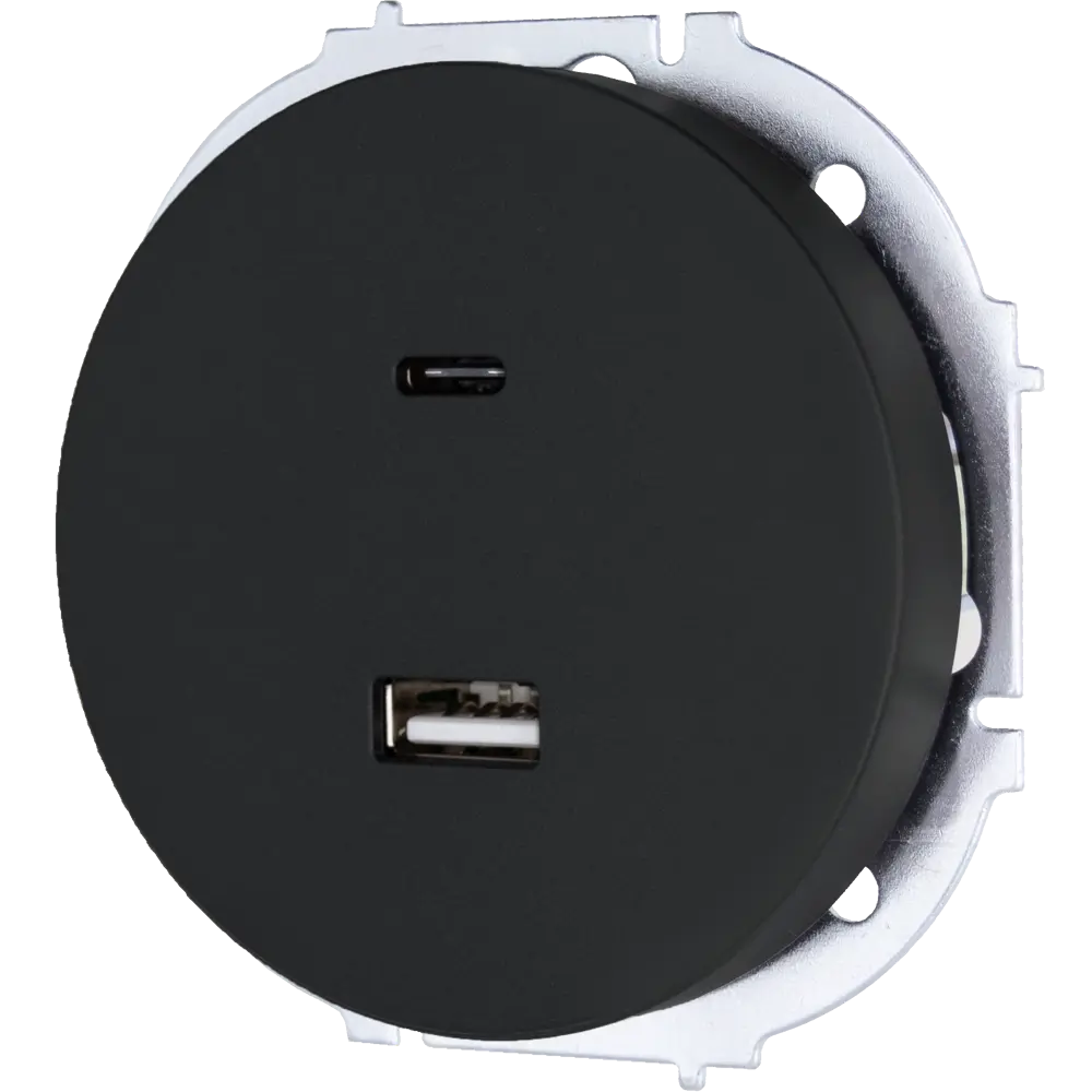 Розетка TC+USB встраиваемая Osen цвет черный LEZARD STLM-2037905