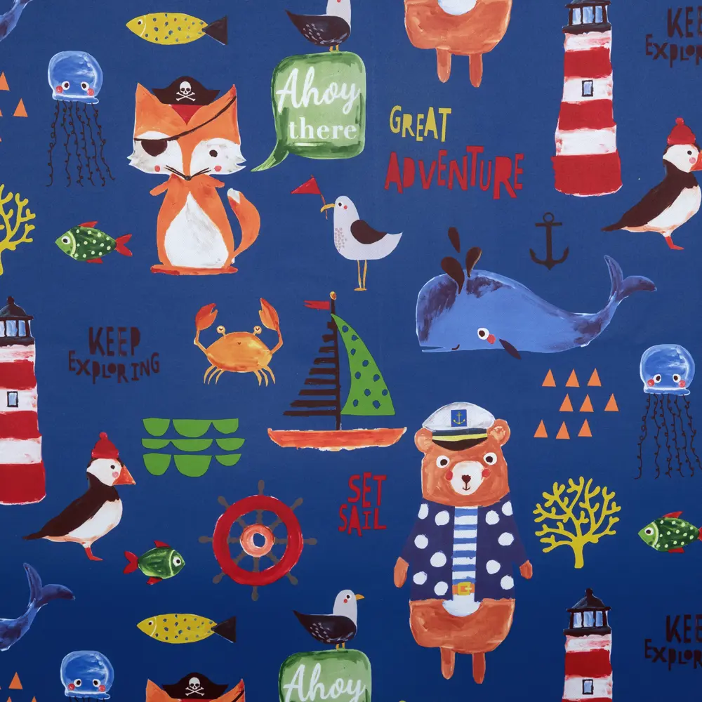 Штора на ленте «Пираты» 145х260 см цвет синий SEASONS STLM-2211762 - Вид №1